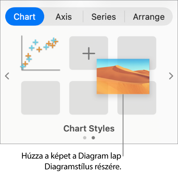 Új stílus létrehozása egy kép a diagramstílusokhoz történő húzásával.
