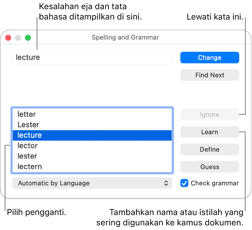 Jendela Ejaan dan Tata Bahasa.