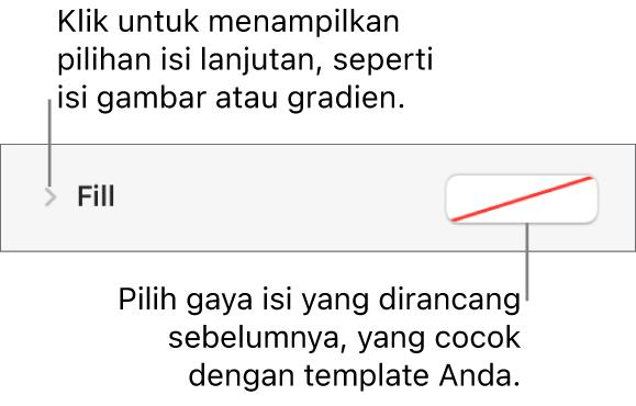 Kontrol untuk memilih warna isi.