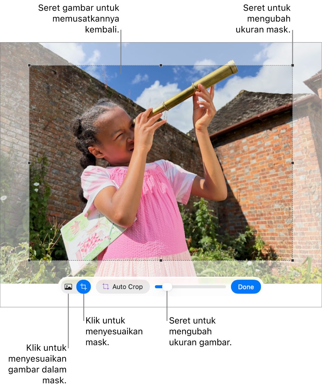 Kontrol mask pada foto.