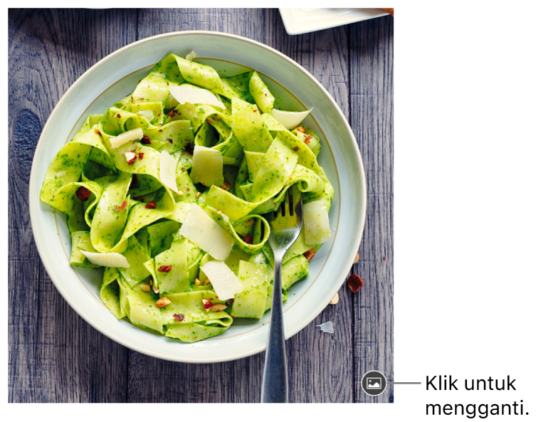 Sebuah gambar dengan tombol Ganti Gambar.