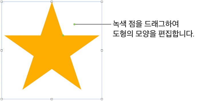 선택 영역 핸들이 있는 도형.