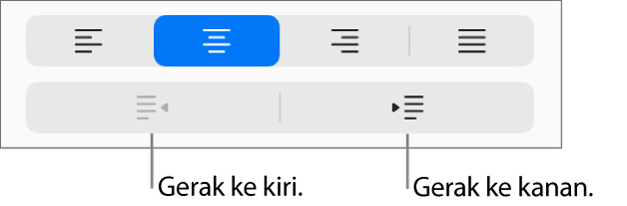 Pilihan penjajaran perenggan.