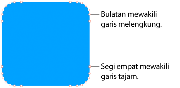 Bentuk dengan titik boleh diedit.