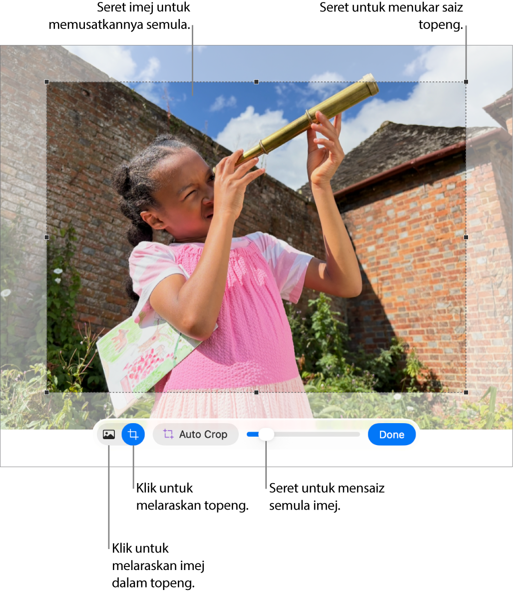 Kawalan topeng atas foto.