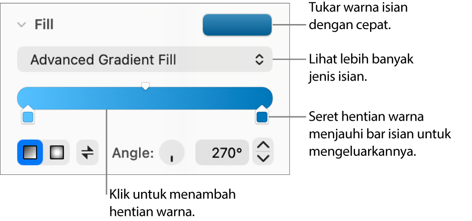 Kawalan untuk mengisikan objek dengan warna.