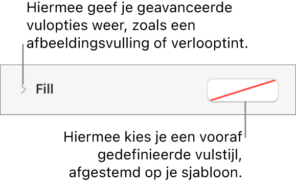 Regelaars voor het kiezen van een opvulkleur.