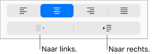 Opties voor uitlijning van alinea's.