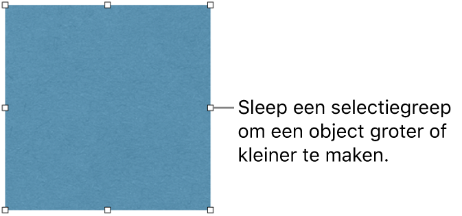 Een object met witte vierkantjes op de rand om de grootte van het object aan te passen.