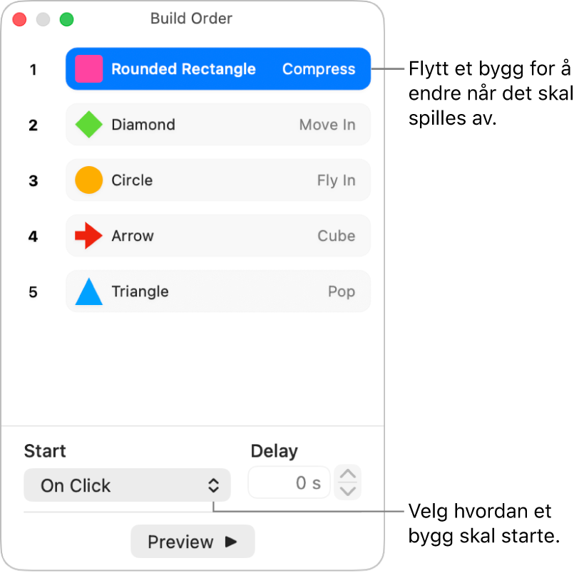 Byggrekkefølge-vinduet.