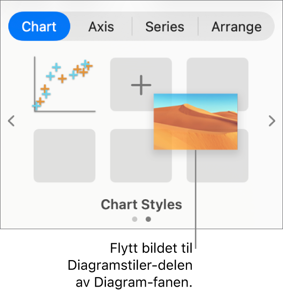 Et bilde flyttes til diagramstilene for å opprette en ny stil.