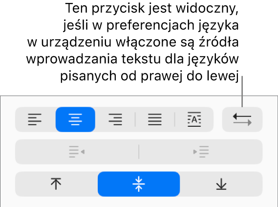 Przycisk Kierunek akapitu, znajdujący się w sekcji Wyrównanie na pasku bocznym Format.