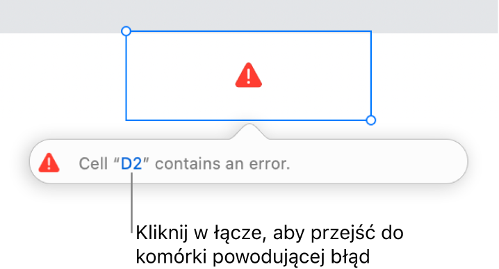 Łącze do komórki z błędem.