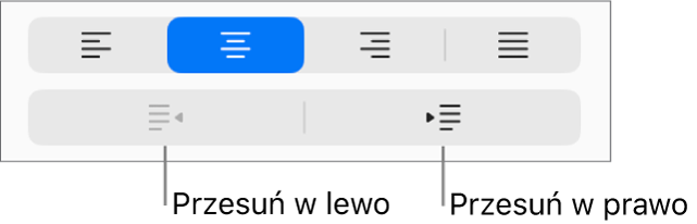 Opcje wyrównywania akapitu.