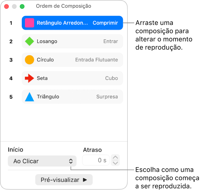 A janela Ordem de Composição.