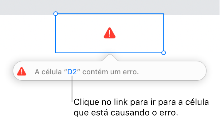 Um link de erro de célula.