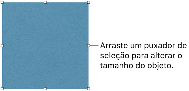 Um objeto com quadrados brancos na sua borda para alterar o tamanho do objeto.