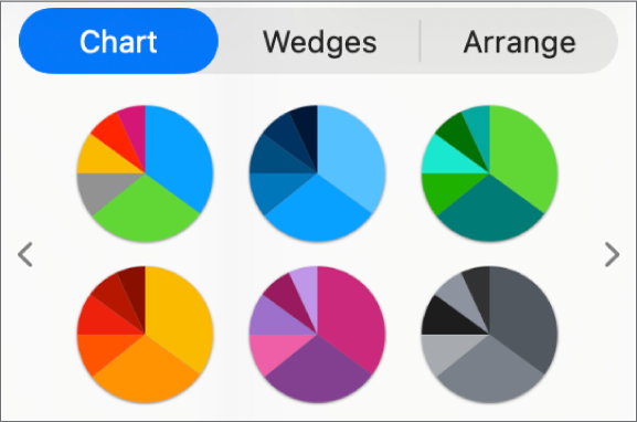 Estilos de gráfico no separador "Gráfico” da barra lateral "Formatação”.