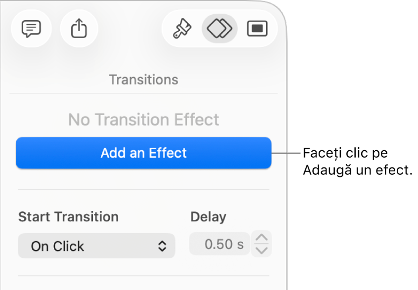 Butonul Adăugați efect în secțiunea Animă din bara laterală.