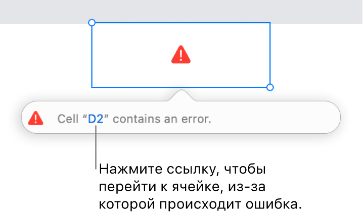 Ссылка на ячейку с ошибкой.