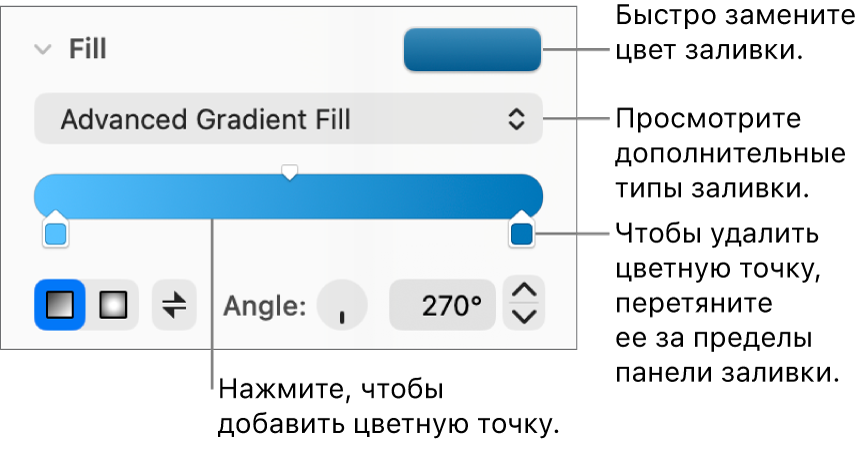 Элементы управления для цветной заливки объектов.