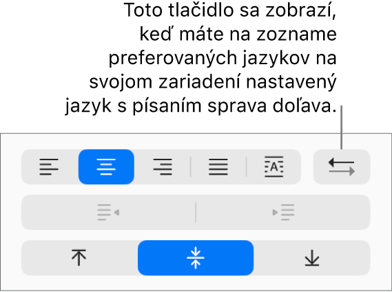 Tlačidlo Smer odseku v časti Zarovnanie postranného panela Formát.
