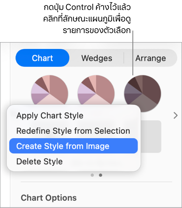 เมนูลัดลักษณะแผนภูมิ