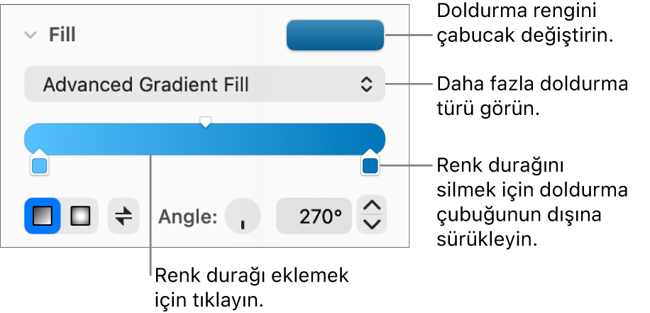 Nesneleri renkle doldurma denetimleri.