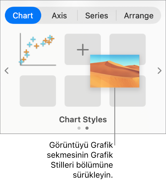 Grafik stillerine bir görüntü sürüklediğinizde yeni bir stil yaratılır.