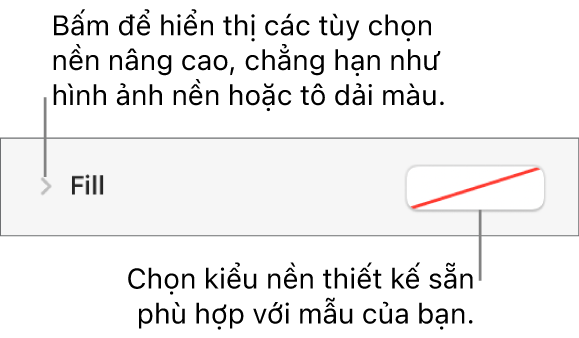 Các điều khiển để chọn màu nền.