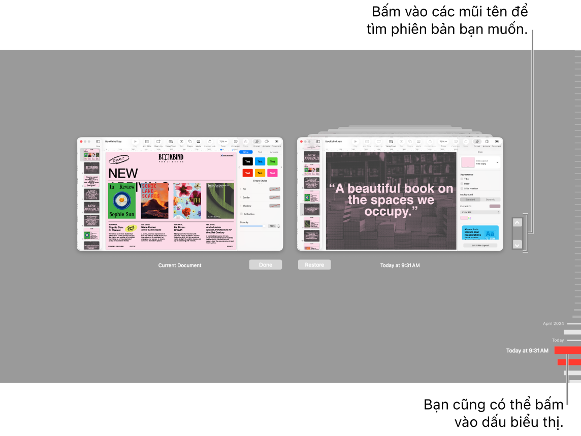 Khôi phục mũi tên và dấu kiểm hiển thị chế độ xem.