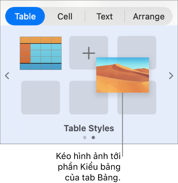 Kéo hình ảnh vào kiểu bảng để tạo kiểu mới.