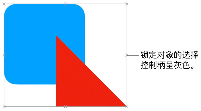 包含灰色选择控制柄的锁定对象。