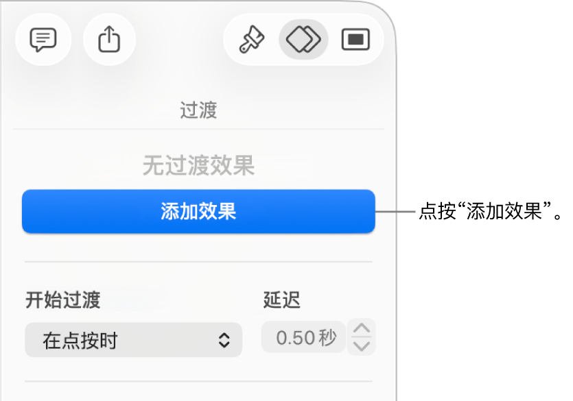 边栏的“动画效果”部分中的“添加效果”按钮。