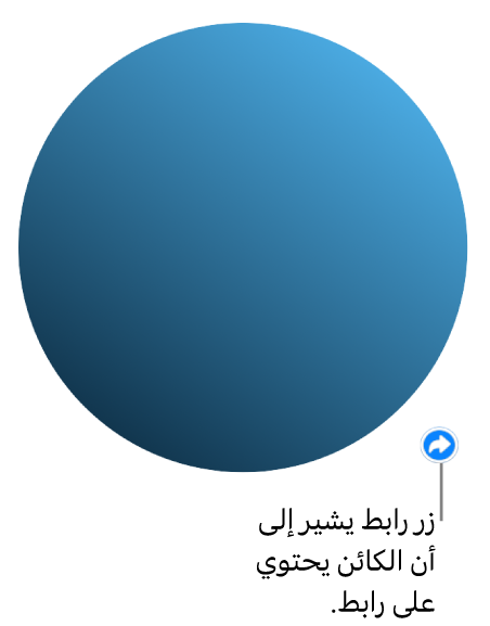 دائرة بها زر رابط يشير إلى أن العنصر عليه رابط.