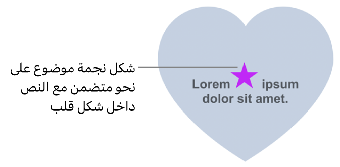 شكل نجمة يظهر سطريًا مع نص داخل شكل قلب.