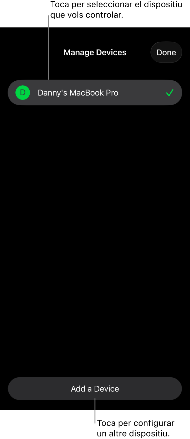 Tauler “Gestiona els dispositius”, que mostra l’enllaç “Afegeix un dispositiu”.