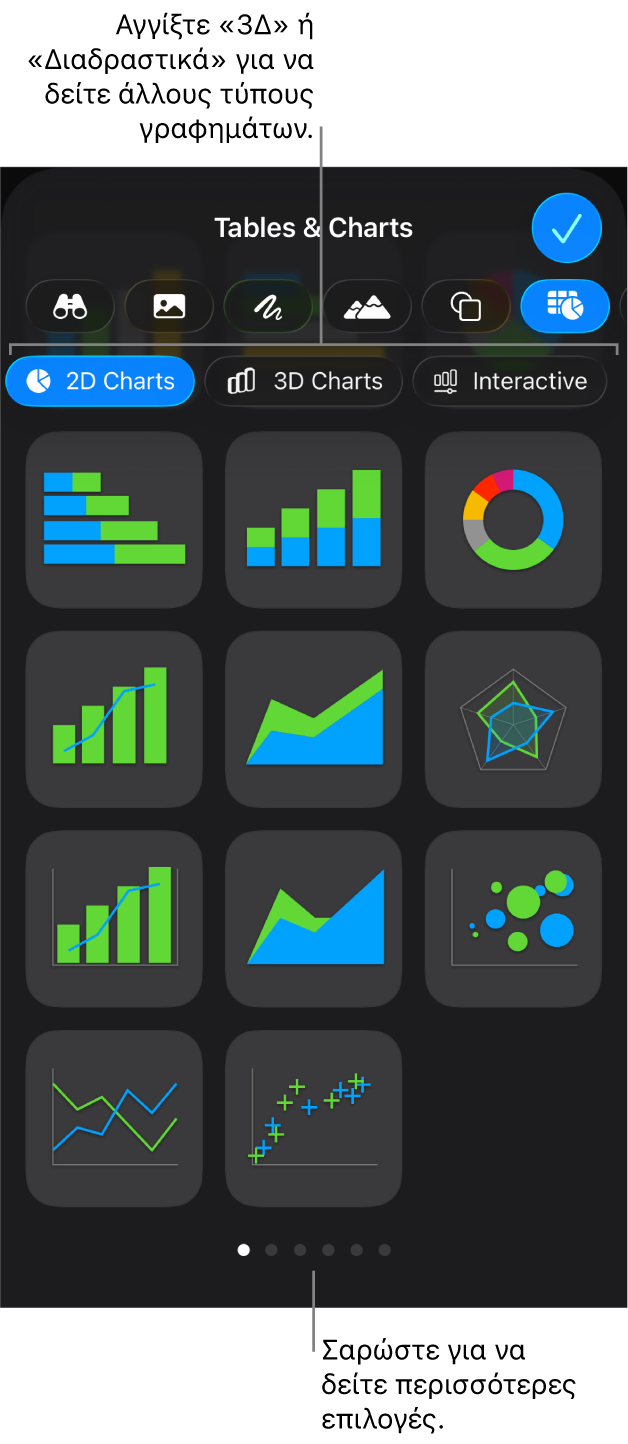 Το μενού «Προσθήκη γραφήματος».