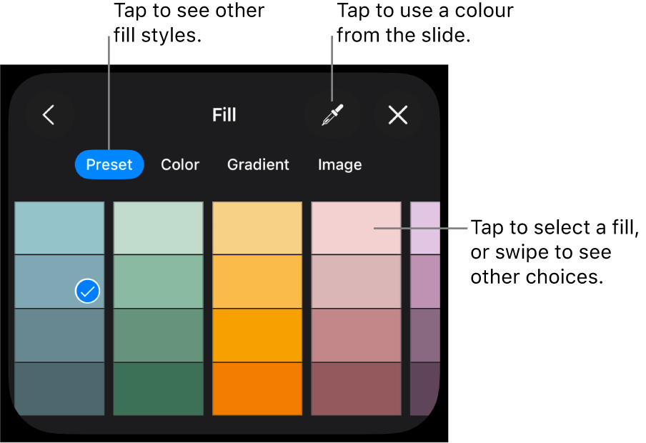 Fill options in the Style tab.