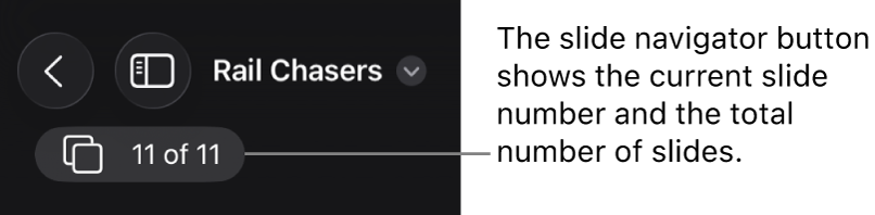 The slide navigator button showing the current slide number and the total number of slides in the presentation.