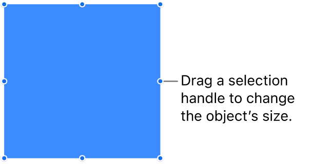 An object with blue dots on its border for changing the object’s size.