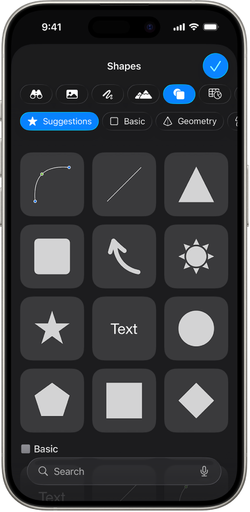 Menu d’insertion accompagné de boutons pour ajouter des tableaux, des graphiques, des formes et des contenus multimédias.