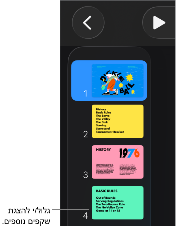 נווט השקפים.