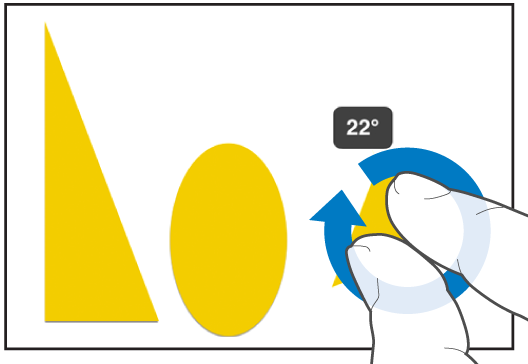 ऑब्जेक्ट को घुमाती दो उँगलियाँ।