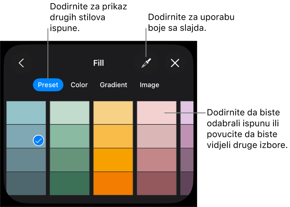 Opcije ispune u kartici Stil.