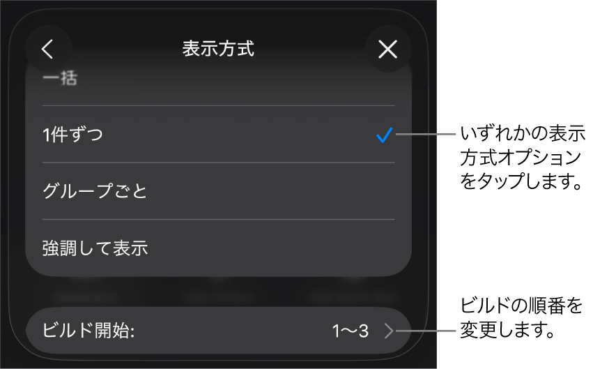 「イン」パネルの「表示方式」のオプション。