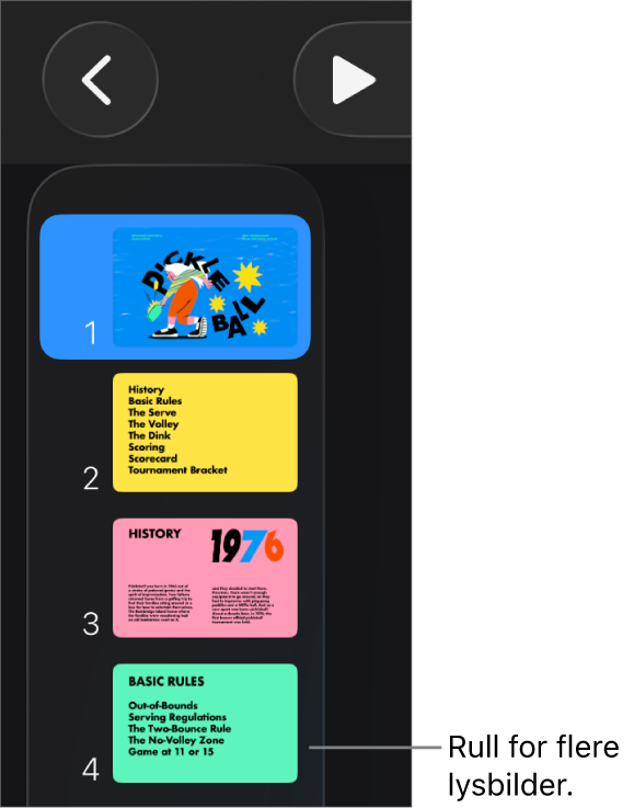 Lysbildenavigeringen.