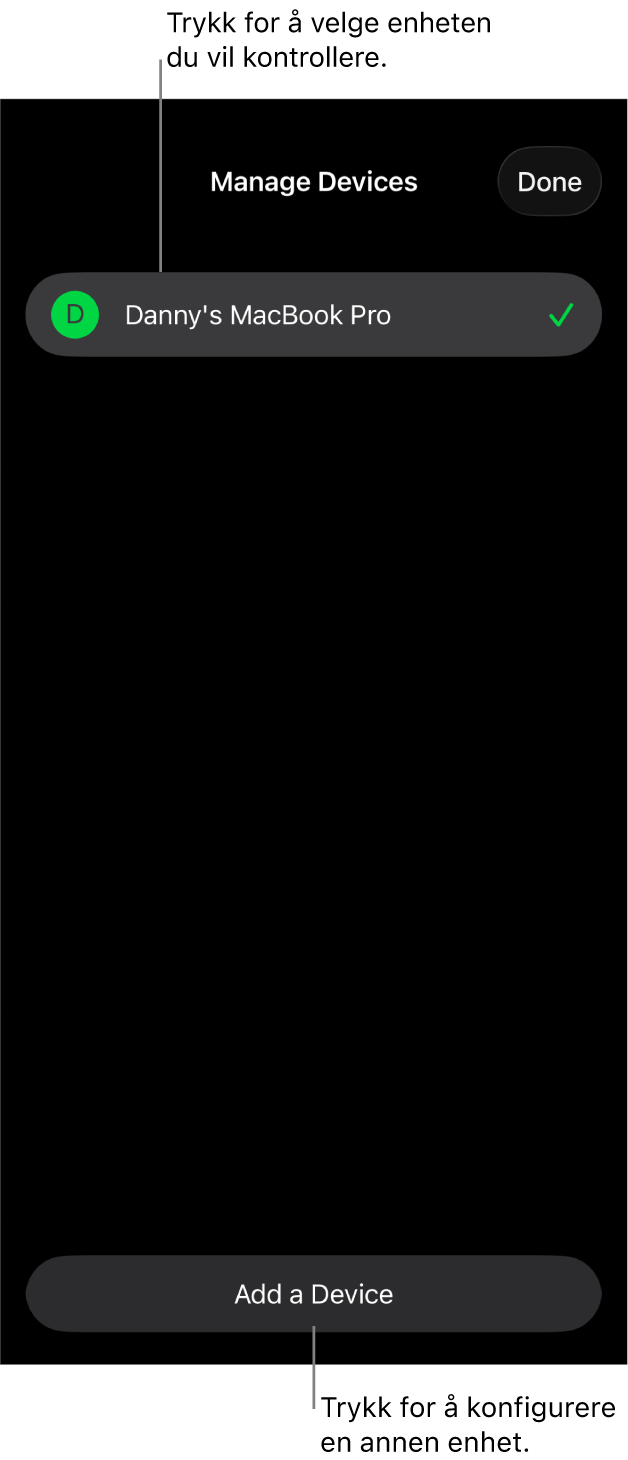 Administrer enheter-ruten, som viser Legg til enhet-lenken.