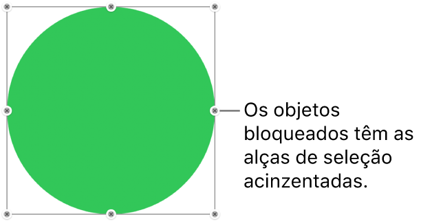 Um objeto bloqueado com puxadores de seleção esmaecidos.