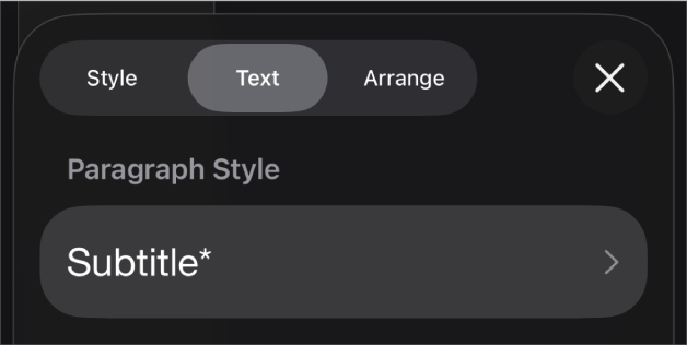 Um estilo de parágrafo com um asterisco junto ao mesmo e um botão "Atualizar” à direita.